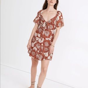 Madewell Silk Tie Front Mini Dress